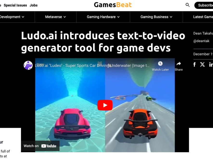 Venture Beat: Ludo.ai introduces text-to-video generator tool for game devs