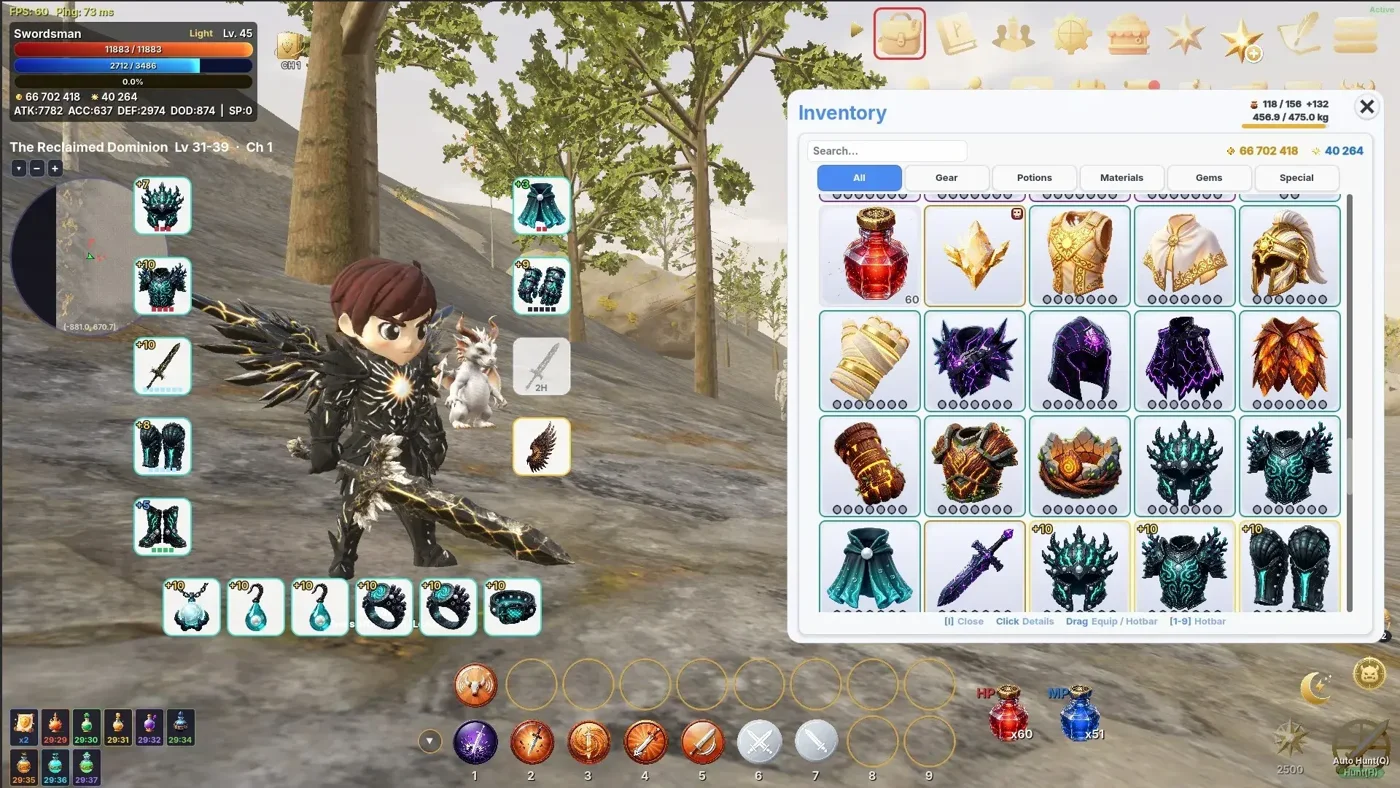Echoes of Creation inventory full of Ludo-generated icons