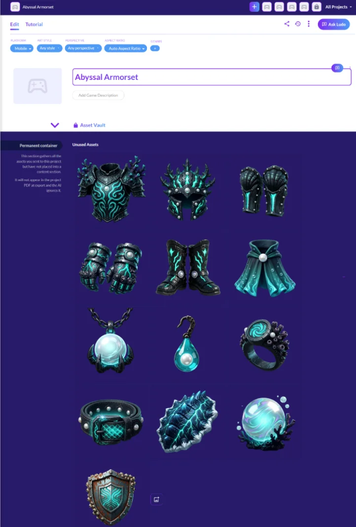 Abyssal Armorset icon set in the Ludo asset vault