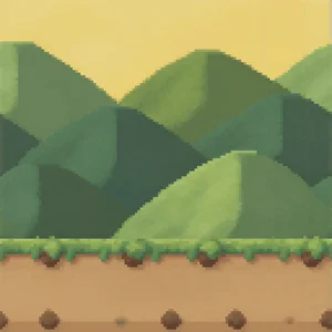 Pixel-art rolling green hills, seamlessly tileable