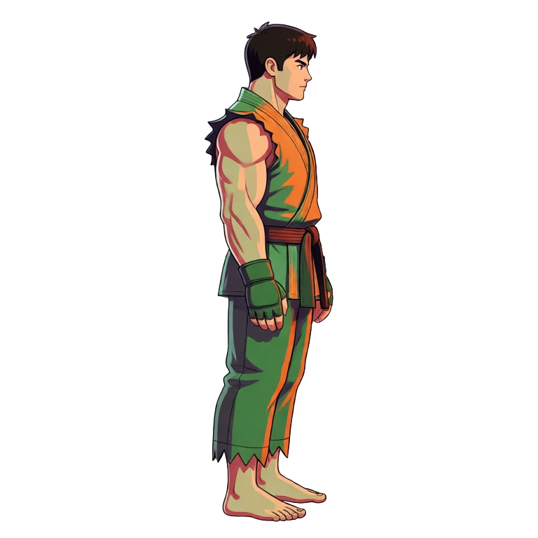 Keyframe 1, the fighter standing in a relaxed idle