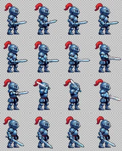 The knight's attack video as a 4×4 spritesheet