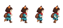 Four frames of the hiker's walk joined into one sheet
