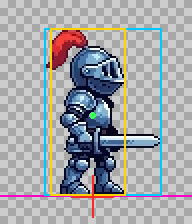 The knight's walk with the bounds, body, ground line, pivot and centre of mass metrics drew on each frame