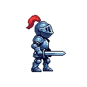 A knight frame with empty space around him