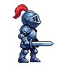 A Ludo pixel-art knight with his red plume