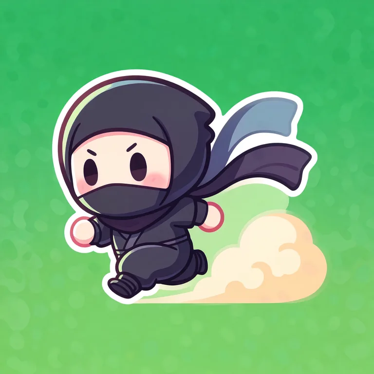 app store icon for an endless runner game: a cute ninja dashing forward with a scarf flowing