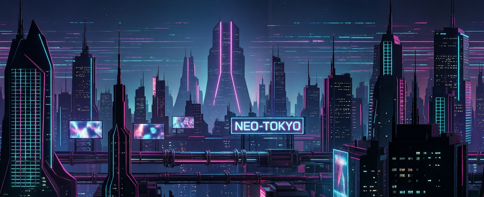 cyberpunk skyline at night