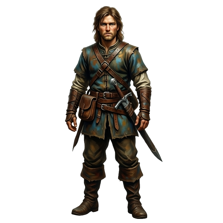 Hand-painted adventurer character sprite - the style anchor