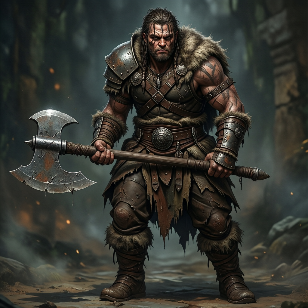 Painted barbarian illustration (input)