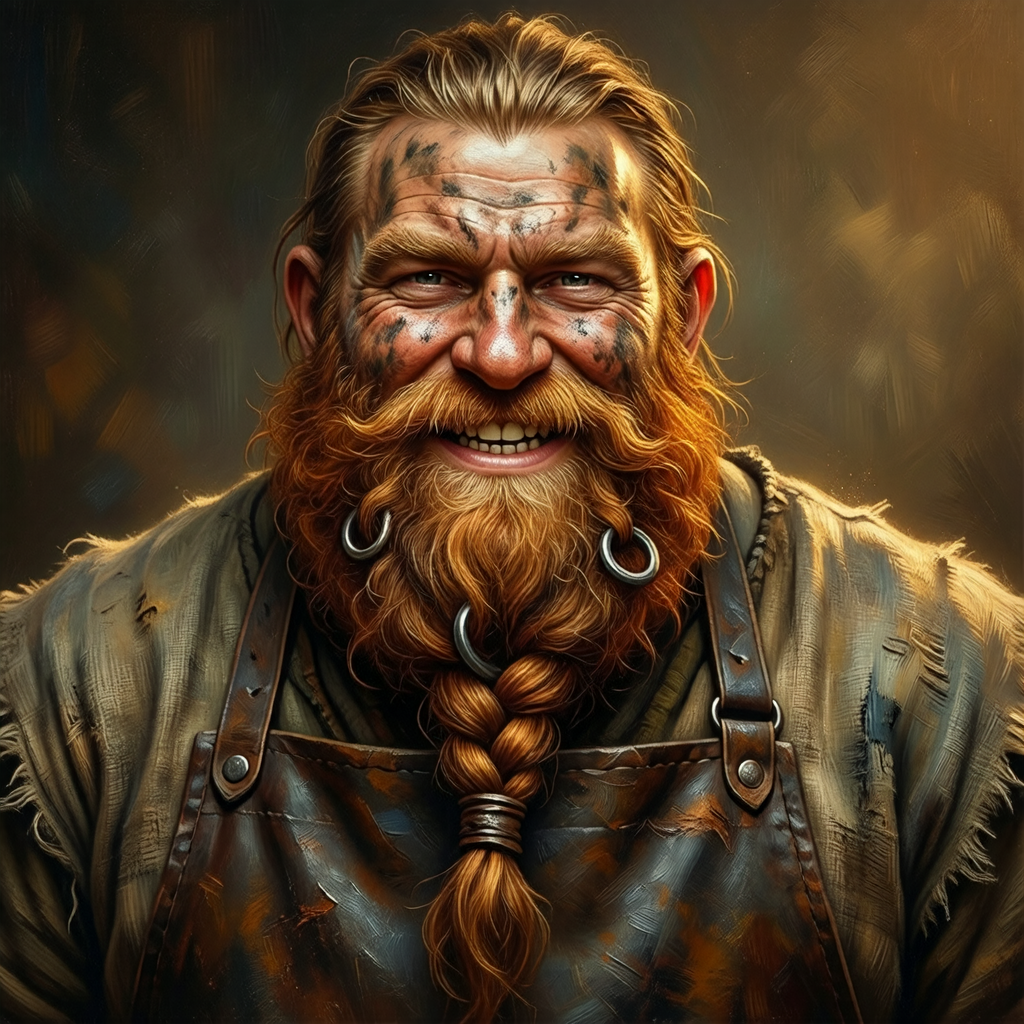cheerful dwarf blacksmith