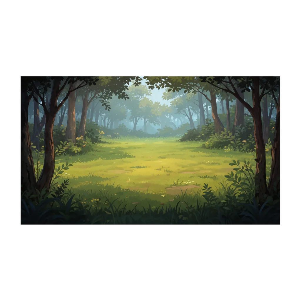 forest clearing with morning light