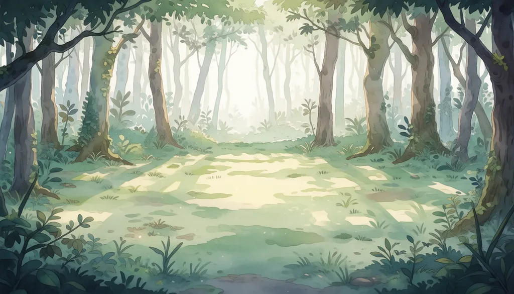Forest clearing generated in the same watercolor style