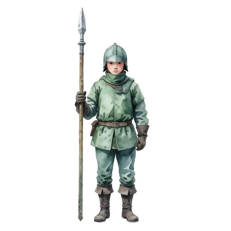 Town guard generated in the same watercolor style