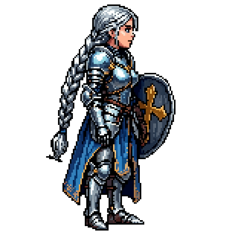 Knight princess in 16-bit pixel art style