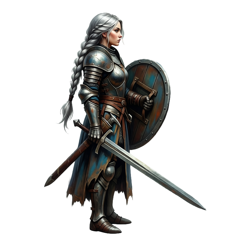 The same knight princess in hand-painted style
