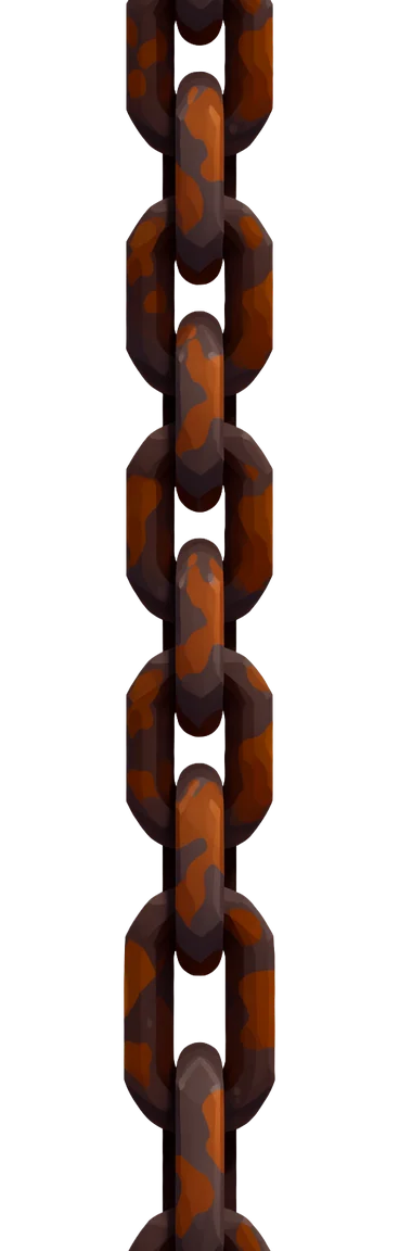 a heavy rusty iron chain hanging straight down