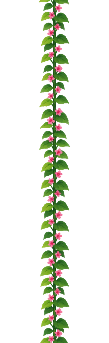 a climbing jungle vine with broad green leaves and small flowers
