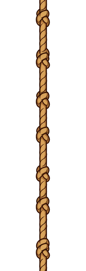 a thick knotted climbing rope