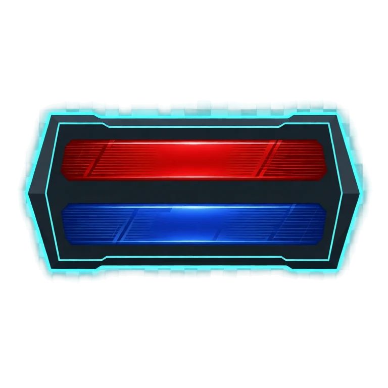 The same bars reskinned as a neon sci-fi HUD with a glowing cyan chassis