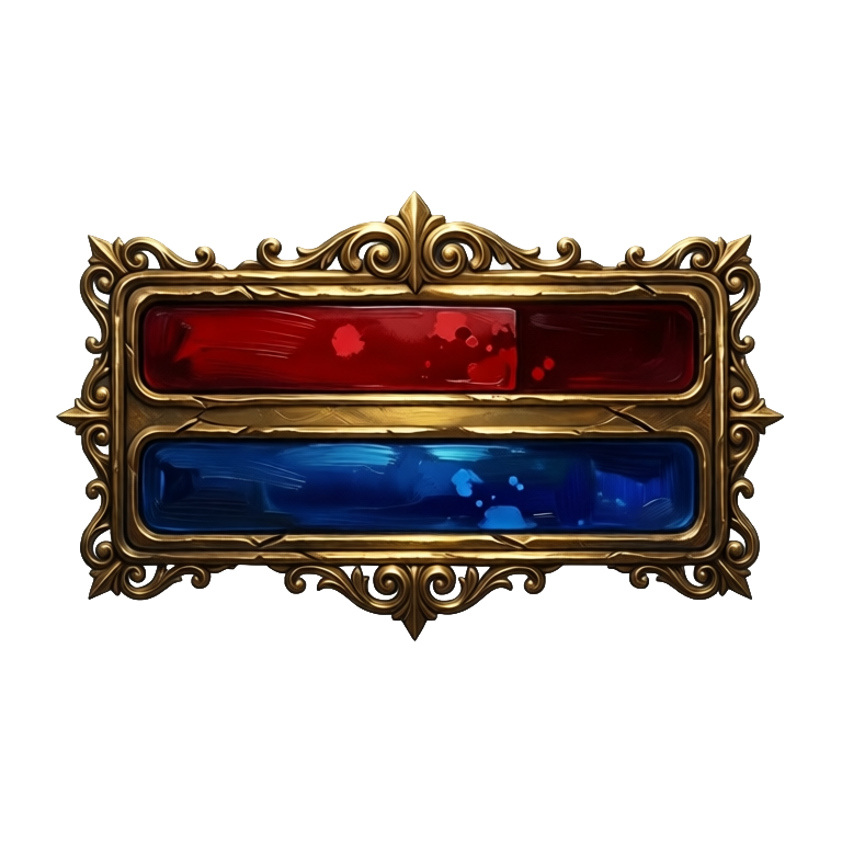 ornate gold-framed status bars