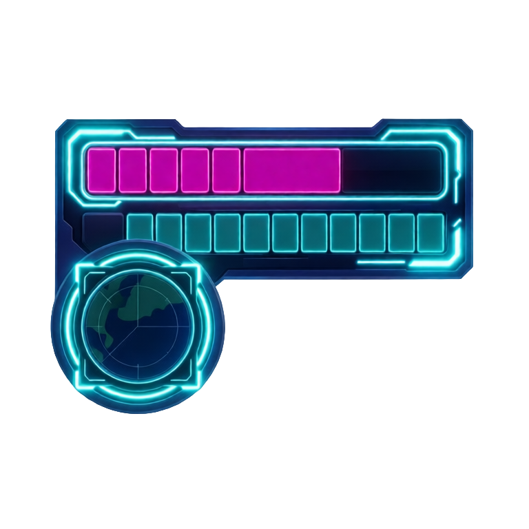 glowing health, shield, and minimap